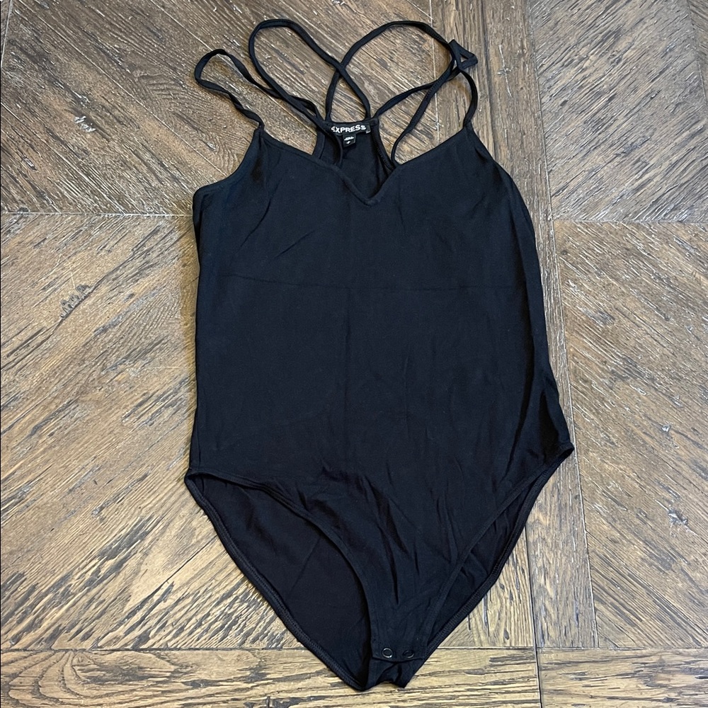 Express Black Strappy Bodysuit Small